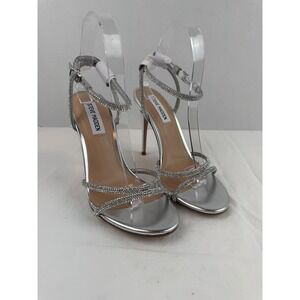 Steve Madden Bryanna Silver Rhinestone Stiletto Heel Size 7.5